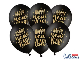 PARTYDECO Balon na Sylwestra 14" Happy New Year, czarny BGN/62633-9 - Sylwester - miniaturka - grafika 1