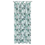 Zasłona ogrodowa tarasowa wodoodporna 155cm x 240cm biała zielone liście z szarfą