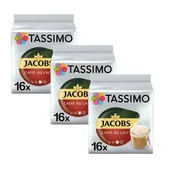 Kawa w kapsułkach i saszetkach - ZESTAW - Kapsułki Tassimo Jacobs Cafe Au Lait 3x16 szt. - miniaturka - grafika 1