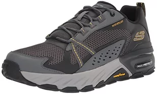 Skechers Męskie buty trekkingowe Max Protect, Czarna skóra syntetyczna Mesh Charcoal Trim, 45 EU - Buty trekkingowe męskie - miniaturka - grafika 1