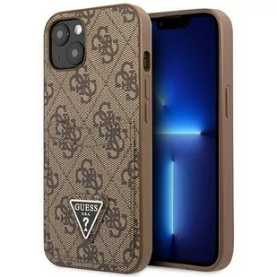 Etui Guess do iPhone 13 6,1" brązowy/brown hardcase 4G Triangle Logo Cardslot - Etui i futerały do telefonów - miniaturka - grafika 1