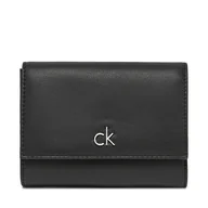 Portfele - Mały Portfel Damski Calvin Klein Ck Re-Lock Medium Trifold LV04F1035G Czarny - miniaturka - grafika 1