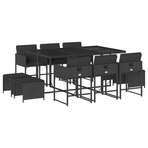 Zestaw mebli ogrodowych czarny, wymiary: 165 x 106 x 73 cm, 6 krzeseł, 4 s