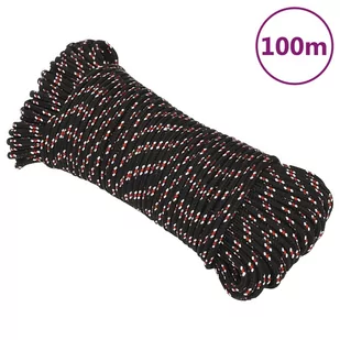 vidaXL Linka żeglarska, czarna, 4 mm, 100 m, polipropylen - Pasmanteria - miniaturka - grafika 1
