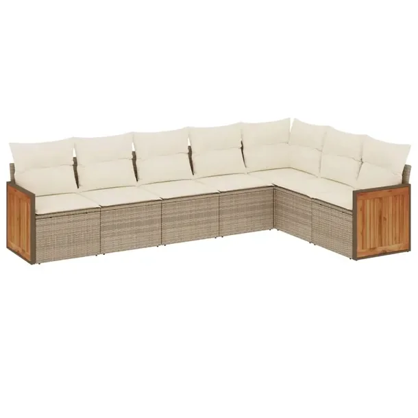 Modułowy zestaw wypoczynkowy ogrodowy beżowy z poduszkami 55 x 62 x 69 cm