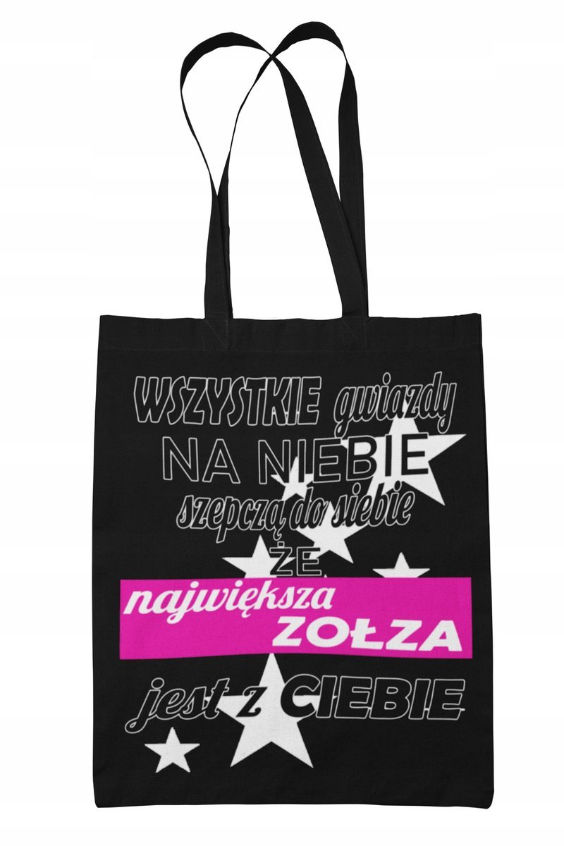 Torba Shopper-Materiałowa-Na Ramie- Śmieszny Napis