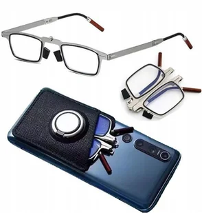 Składane okulary do czytania brelok uchwyt do telefonu anty blue plusy +3 - Okulary korekcyjne, oprawki, szkła - miniaturka - grafika 1