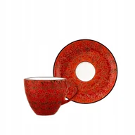 Filiżanki - Filiżanka do herbaty kawy porcelanowa czerwona 300ml i spodek 15cm Wilmax - miniaturka - grafika 1