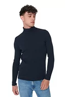 Bluzy męskie - Trendyol Męska bluza z golfem, jednokolorowa, dopasowana, szara/granatowa, XL (2 sztuki), Szary/granatowy, XL - miniaturka - grafika 1