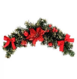 Girlanda świąteczna zielony z czerwonymi dodatkami gęsta sztywna 45 cm - Ozdoby bożonarodzeniowe - miniaturka - grafika 1