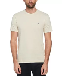 ORIGINAL PENGUIN - Koszulka męska, Pin Point Haftowane Logo T Shirt, 100% bawełna, Krótki rękaw, Płatki owsiane, S, Szarobeżowy, S - Koszulki męskie - miniaturka - grafika 1