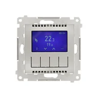 Akcesoria grzewcze - Termostat programowalny Kontakt-Simon Simon 54 DETD1A.01/43 z wyświetlaczem z wewnętrznym/zewnętrznym czujnikiem temperatury, bez sondy moduł srebrny - miniaturka - grafika 1