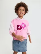 Swetry dla dziewczynek - Sinsay - Bluza z kapturem - różowy - miniaturka - grafika 1