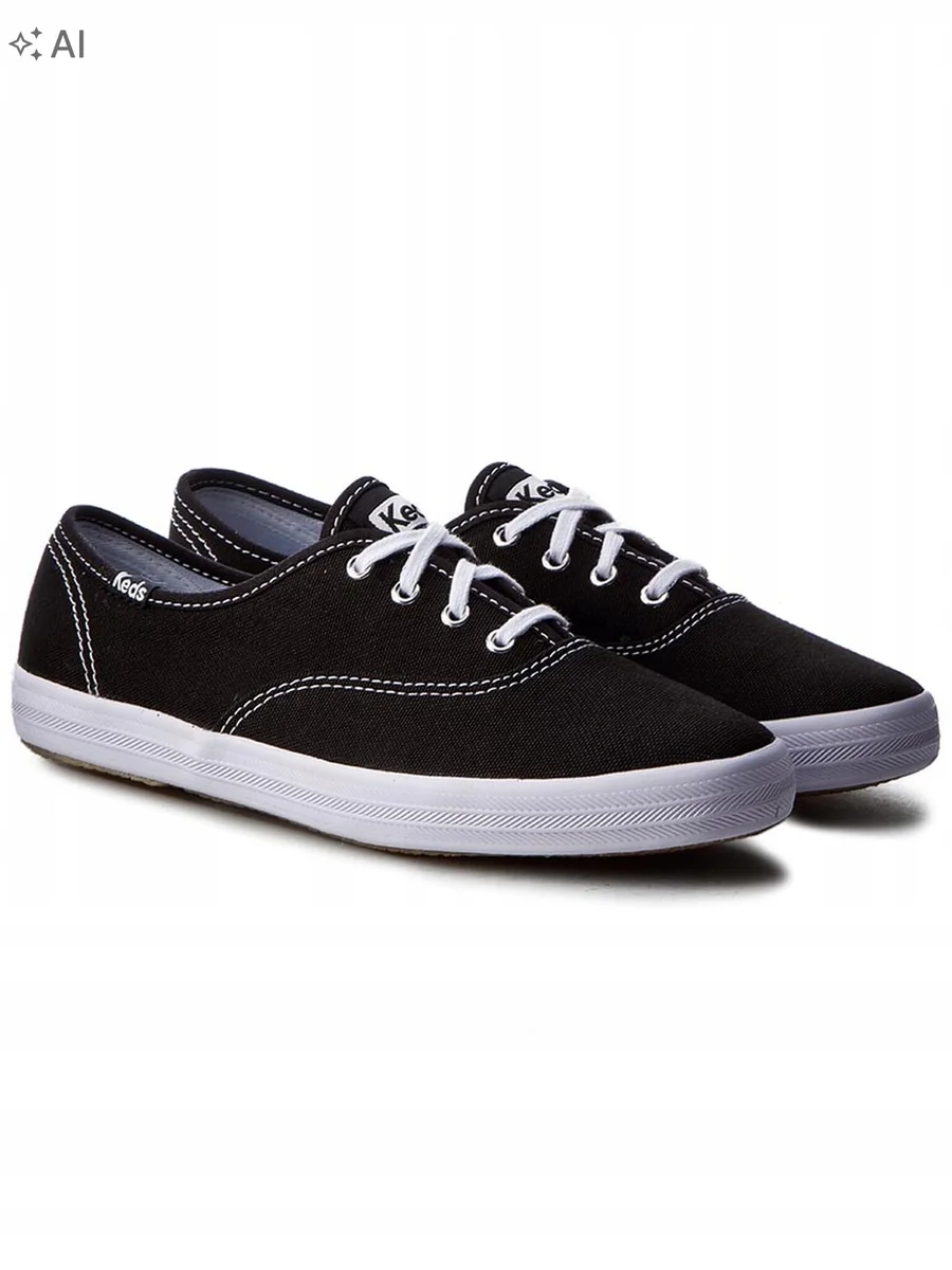 KEDS CZARNE DAMSKIE TRAMPKI Z BIAŁĄ PODESZWĄ I KONTRASTOWYM SZWEM 34 6PA