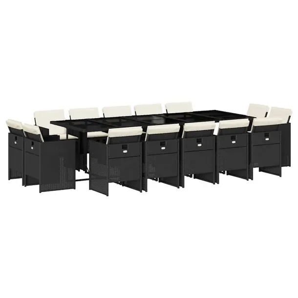 Zestaw Mebli Ogrodowych Rattan PE Czarny, Stół 275x106x73 cm, Krzesło 50