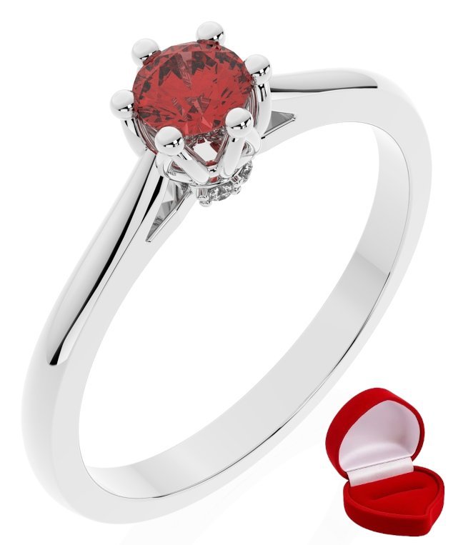 ZŁOTY PIERŚCIONEK ZARĘCZYNOWY 585 14k RUBIN 0,19 ct BIAŁE ZŁOTO R13