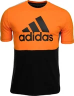 Koszulki męskie - Adidas Koszulka męska adidas Essentials Colorblock Single Jersey Tee pomarańczowo-czarna HE4328 S - miniaturka - grafika 1