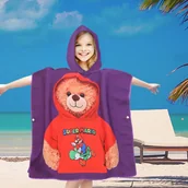 Okrycia kąpielowe dla dzieci - Poncho dziecięce plażowe 60x60 fioletowe miś Super Mario - miniaturka - grafika 1