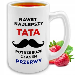 KUBEK DUŻY Nawet Najlepszy Tata Potrzebuje Przerwy BIAŁY CERAMICZNY WZORY - Kubki - miniaturka - grafika 1