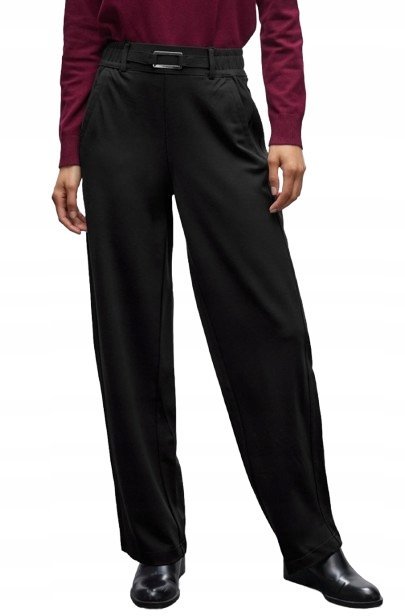 STREET ONE CZARNE SPODNIE PALAZZO Z PASKIEM W PASIE 34/30 JQA