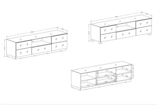 Komoda modułowa RTV dwudrzwiowa z szufladą i wnęką Helio 40 - czarny / czarne szkło - Szafki RTV - miniaturka - grafika 2
