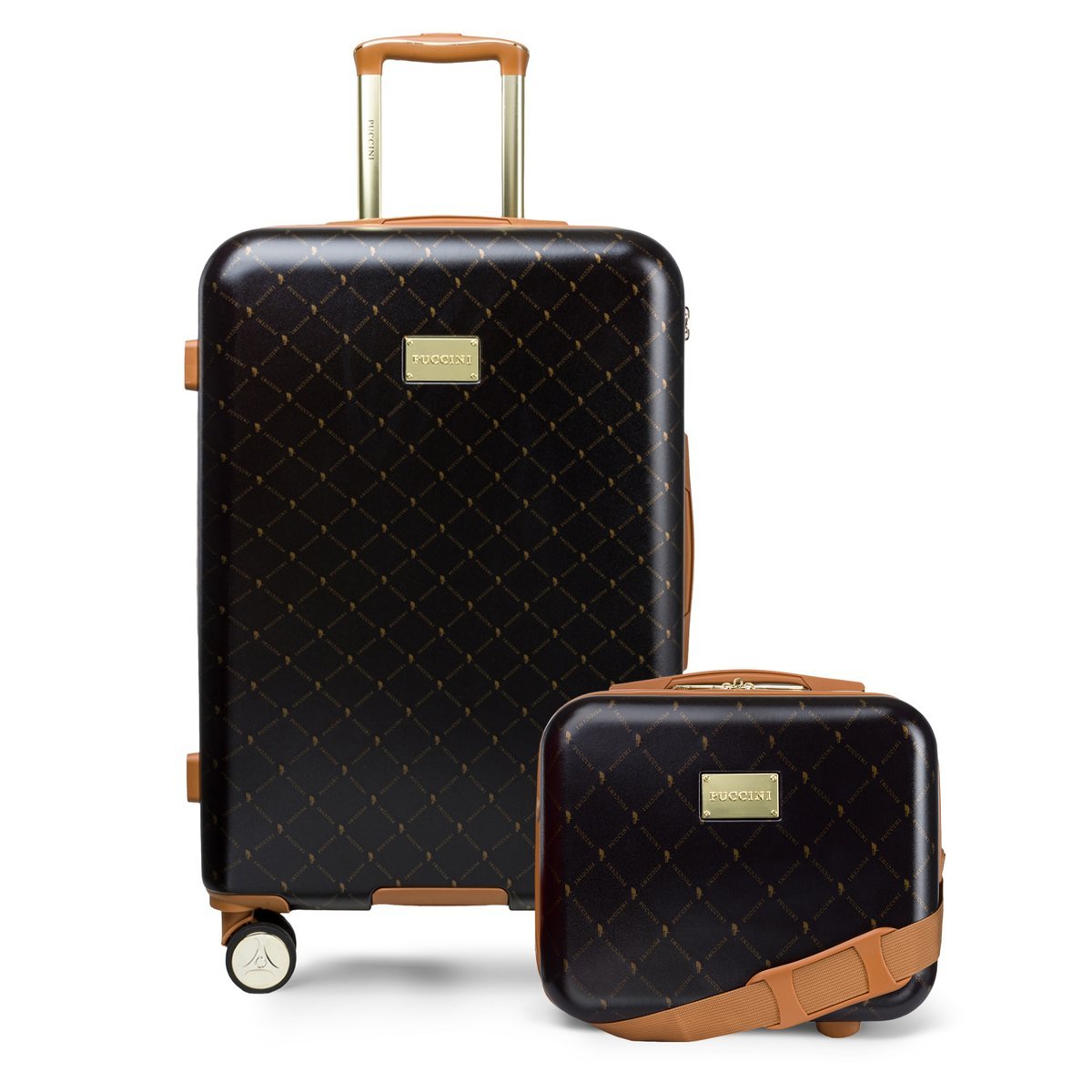 PUCCINI Zestaw Komplet WALIZEK Podróżnych Średnia + Kuferek ABS Twarde 2w1