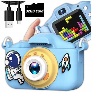APARAT CYFROWY FOTOGRAFICZNY DLA DZIECI KAMERA ZABAWKA GRY + KARTA 32GB - Aparaty Cyfrowe - miniaturka - grafika 1
