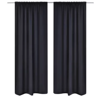 vidaXL Czarne zasony zaciemniajce pomieszczenie Blackout x2 135x245 cm - Zasłony - miniaturka - grafika 1
