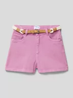 Spodnie i spodenki dla dziewczynek - Szorty jeansowe z paskiem - miniaturka - grafika 1