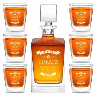 Karafka do whisky cube z 6 szklankami i grawerem - Karafki - miniaturka - grafika 1