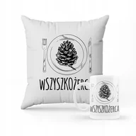 Gadżety dla niej i dla niego - ZESTAW PODUSZKA + kubek Wszystkożerca + IMIĘ - miniaturka - grafika 1