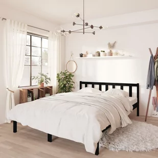 vidaXL Rama łóżka czarna lite drewno sosnowe 135x190 cm podwójna 810061 - Łóżka - miniaturka - grafika 1