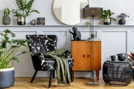 Lampy stojące - Designerska lampa podłogowa do salonu JERSEY AŻUR w klasycznej czerni - miniaturka - grafika 1