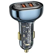 Ładowarki samochodowe - USAMS 1xUSB-C 2xUSB-A 125W Fast Charge Transparent - miniaturka - grafika 1