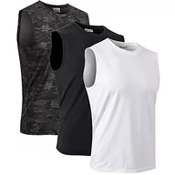 Koszulki sportowe męskie - MeetHoo męska koszulka bez rękawów bez rękawów, szybkoschnąca, oddychająca koszulka do biegania, Czarny + Biały + Kamuflaż, XL - miniaturka - grafika 1