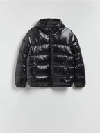 Kurtki męskie - Reserved - Pikowana kurtka z kapturem - czarny - miniaturka - grafika 1