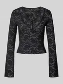 Bluzki damskie - Bluzka o kroju slim fit z długim rękawem i efektem koronki model ‘NIKKA’ - miniaturka - grafika 1