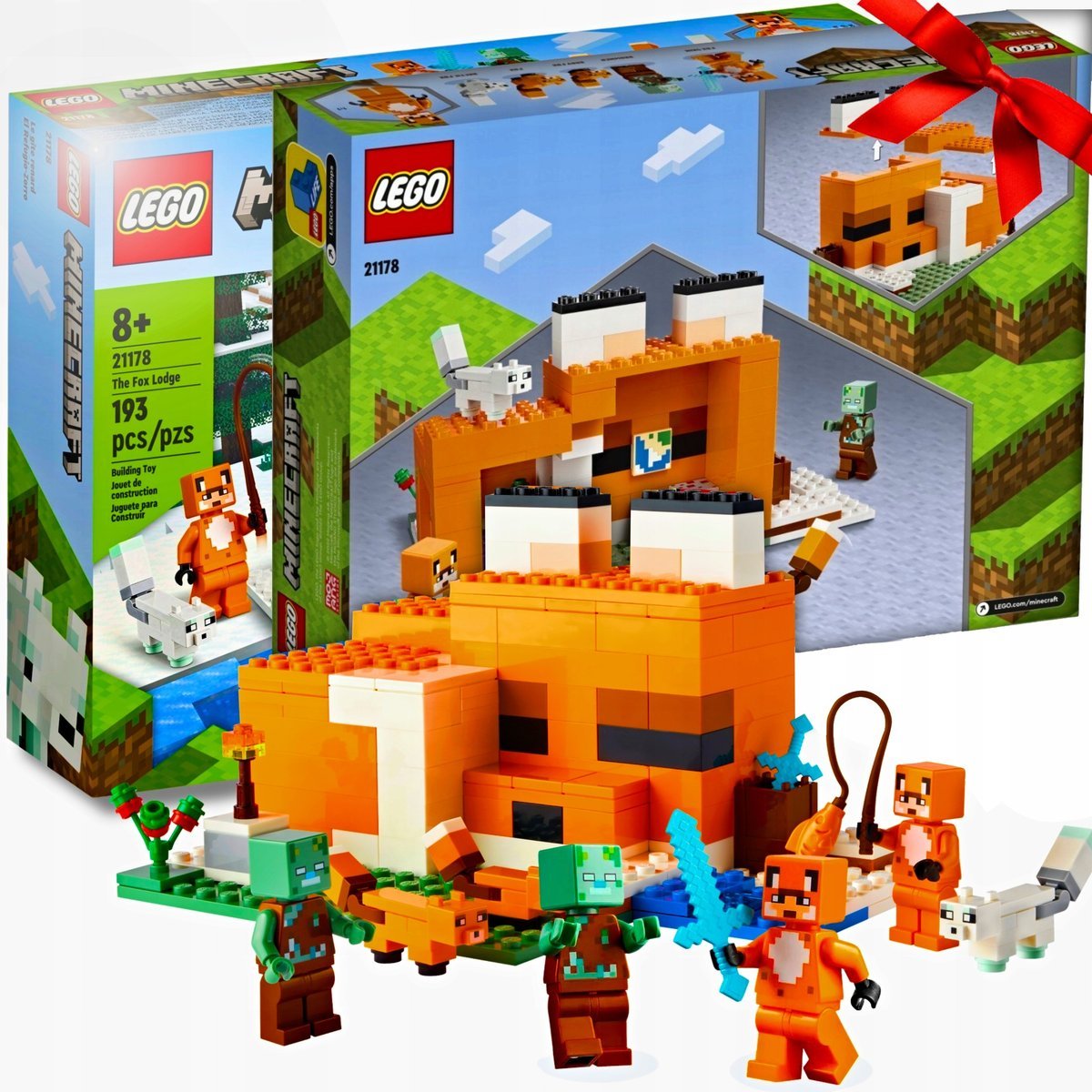 ZESTAW KLOCKÓW LEGO DLA FANA MINECRAFT DOMEK LISY BAZA KLOCKI + FIGURKI XXL na prezent dla dziecka dużo klocków