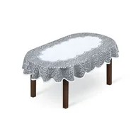 Obrusy i serwetki - Obrus żakardowy owal 250521/130y 130 x 180 cm biały/szary - miniaturka - grafika 1