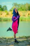 Bluzy damskie - Długa bawełniana bluza , krój asymetryczny - Pakamera - miniaturka - grafika 1