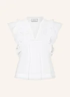 Bluzki damskie - Neo Noir Bluzka Bez Rękawów Jayla Z Koronką I Falbankami weiss - miniaturka - grafika 1