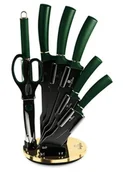 Noże kuchenne - 5 zielonych noży w stojaku z ostrzałką i nożyczkami R7-B13 - miniaturka - grafika 1