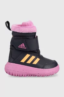 Buty dla dziewczynek - adidas śniegowce dziecięce kolor granatowy - grafika 1