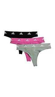Majtki damskie - adidas Damskie 3 sztuki majtek stringi, czarny/różowy/khaki, XL, czarny/różowy/khaki, XL - grafika 1
