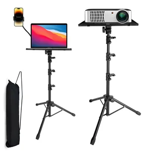 Statyw stojak uniwersalny na rzutnik projektor laptopa z uchwytem do telefonu taca przenośny Stand 15kg Czarny - Statywy fotograficzne - miniaturka - grafika 1