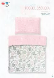 Darymex Pościel bawełniana 100x135 Cupcake Serca różowa groszki 7790 do łóżeczka - Pościel dla dzieci - miniaturka - grafika 1
