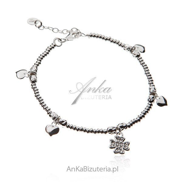 ankabizuteria.pl Bransoletka srebrna z koniczynkami