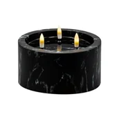 Świece - Świeca LED 3 płomienie efekt czarnego marmuru 8 x 15 cm ciepły biały CORTINA - miniaturka - grafika 1