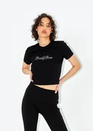 Koszulki i topy damskie - Top slim fit lh blush rhinestones czarny - miniaturka - grafika 1