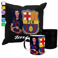 Gadżety dla niej i dla niego - ZESTAW KUBEK MAGICZNY + POSZEWKA Z PODUSZKĄ-LEWANDOWSKI FC BARCELONA + IMIĘ - miniaturka - grafika 1